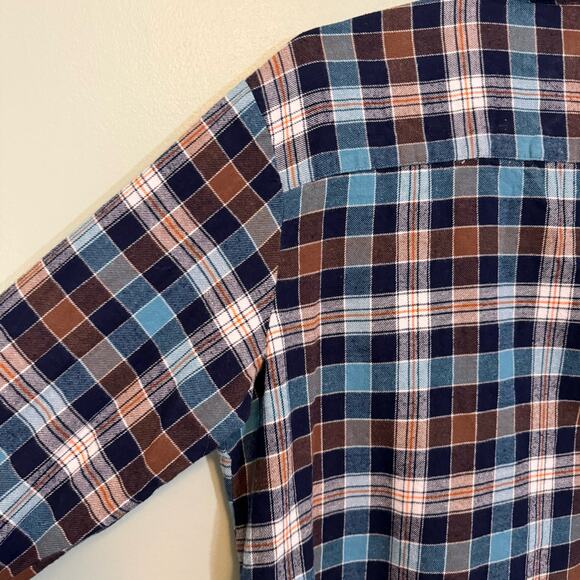 CLUB ROOM Shirt Mens L Plaid Button Down Long Sleeve Cotton Casual Preppy Blue - Picture 5 of 7